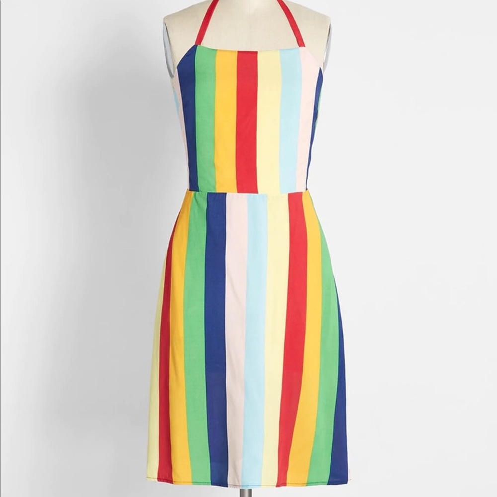 ModCloth Rainbow Sunlit Salutations Halter Dress